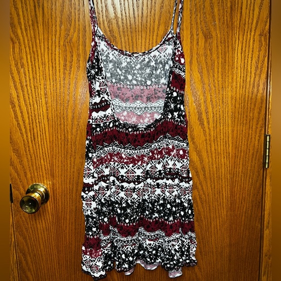 Deb Boho Print Backless Sundress – Size L | Red Black White Summer Mini Dress - Picture 2 of 3